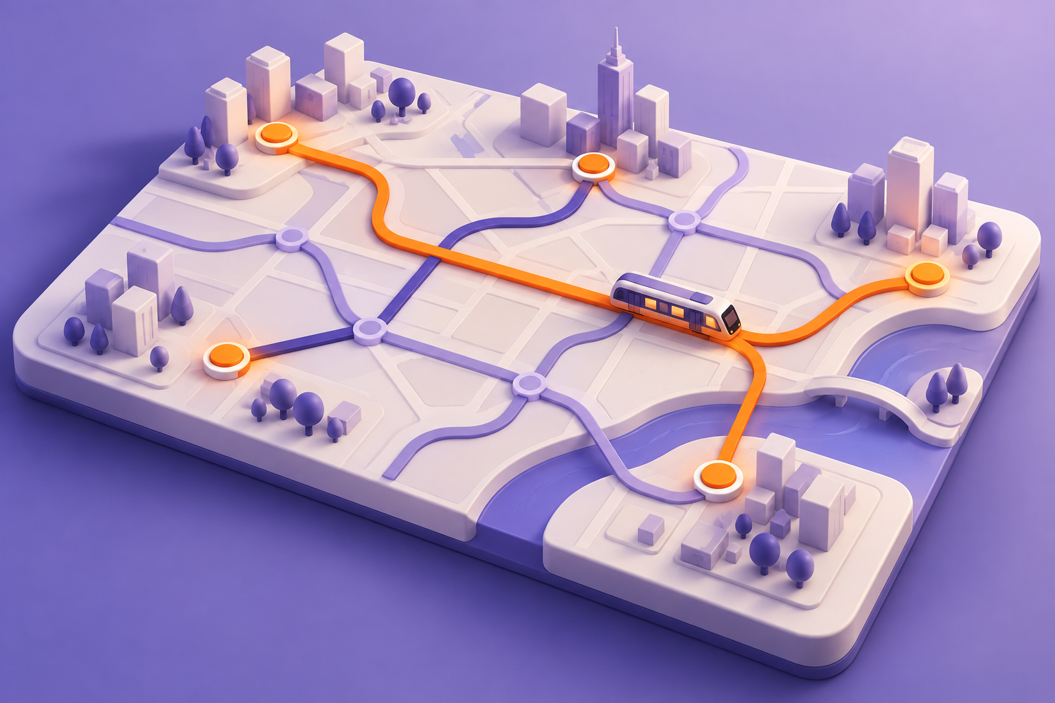 Metro route planning map concept